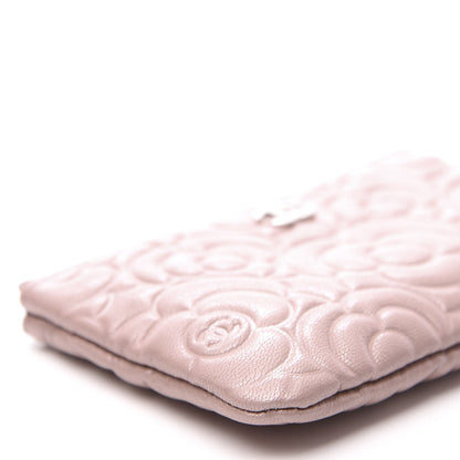 Chanel Goatskin Camellia Embossed Cosmetic Pouch Light Pink 7 of 9