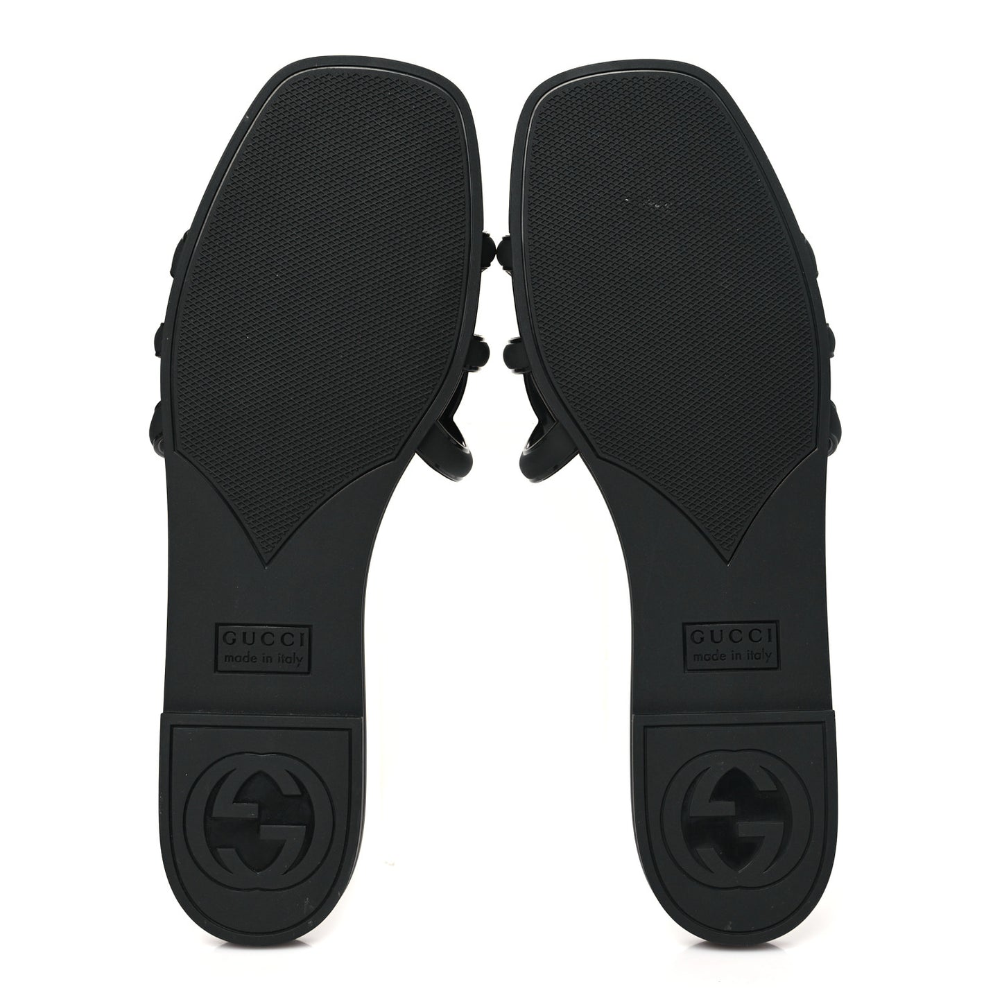Rubber Womens Interlocking G Slide Sandals Black