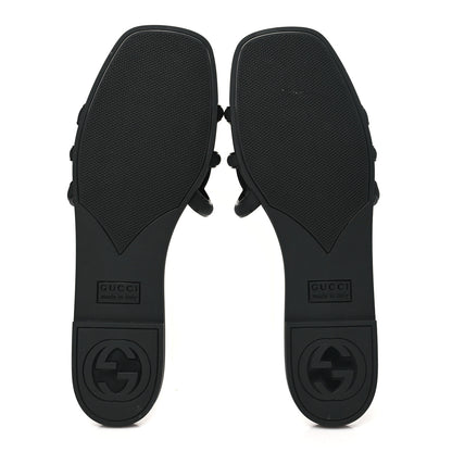 Gucci Rubber Womens Interlocking G Slide Sandals Black 5 of 8