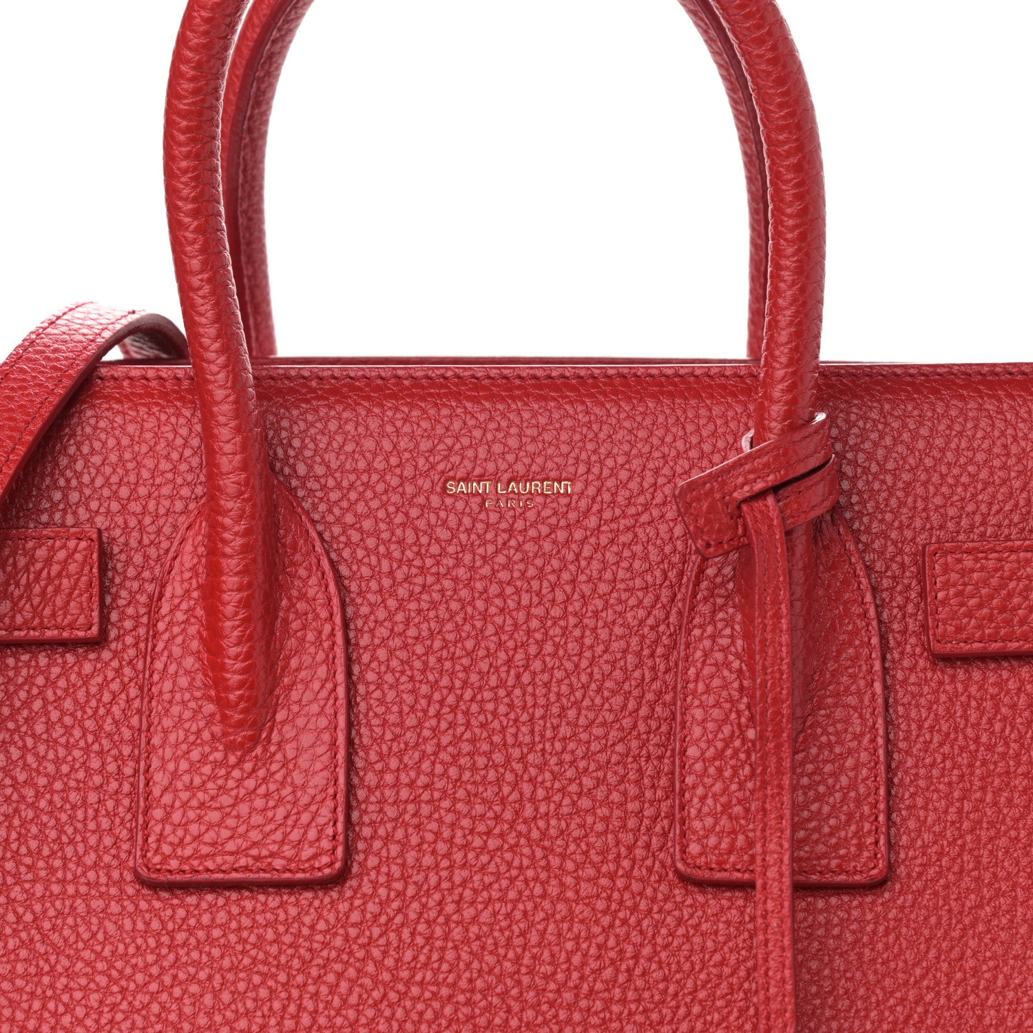 Saint Laurent Grained Calfskin Small Sac De Jour Lipstick Red 8 of 15