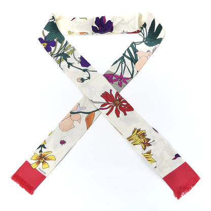 Gucci Silk Twill Flora Neck Bow White Multicolor 2 of 5