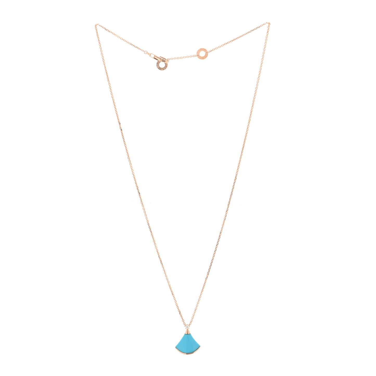 18K Rose Gold Diamond Turquoise Divas' Dream Pendant Necklace