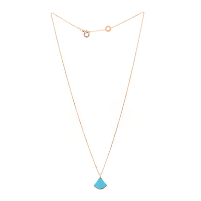 Bulgari 18K Rose Gold Diamond Turquoise Divas' Dream Pendant Necklace 3 of 5