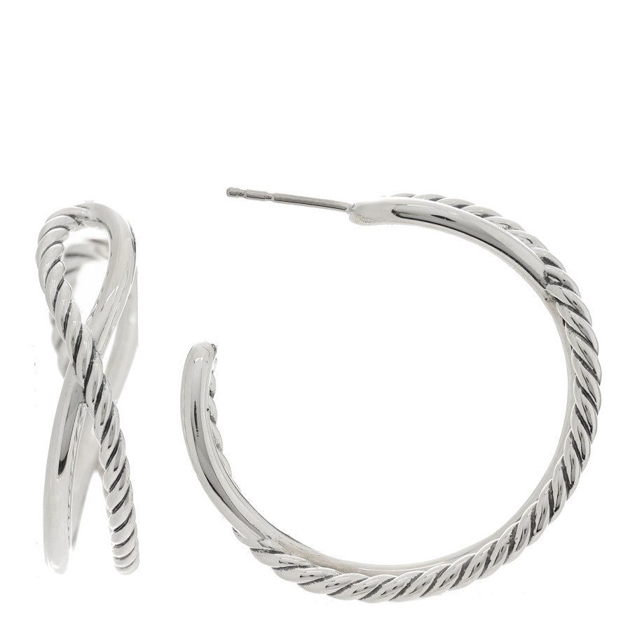 Sterling Silver Crossover Cable Hoop Earrings