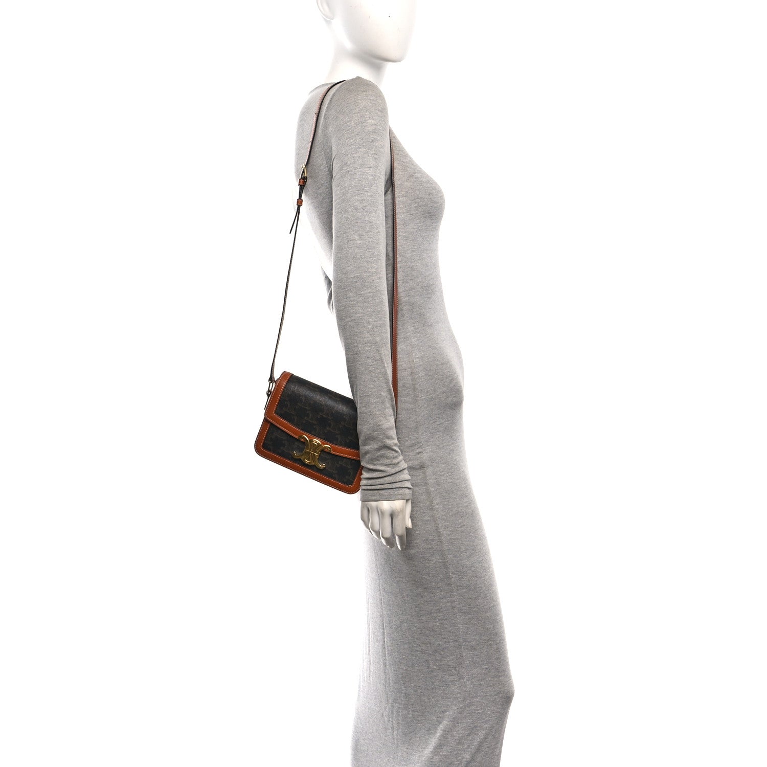 Celine Calfskin Triomphe Canvas Teen Triomphe Bag Tan 2 of 13
