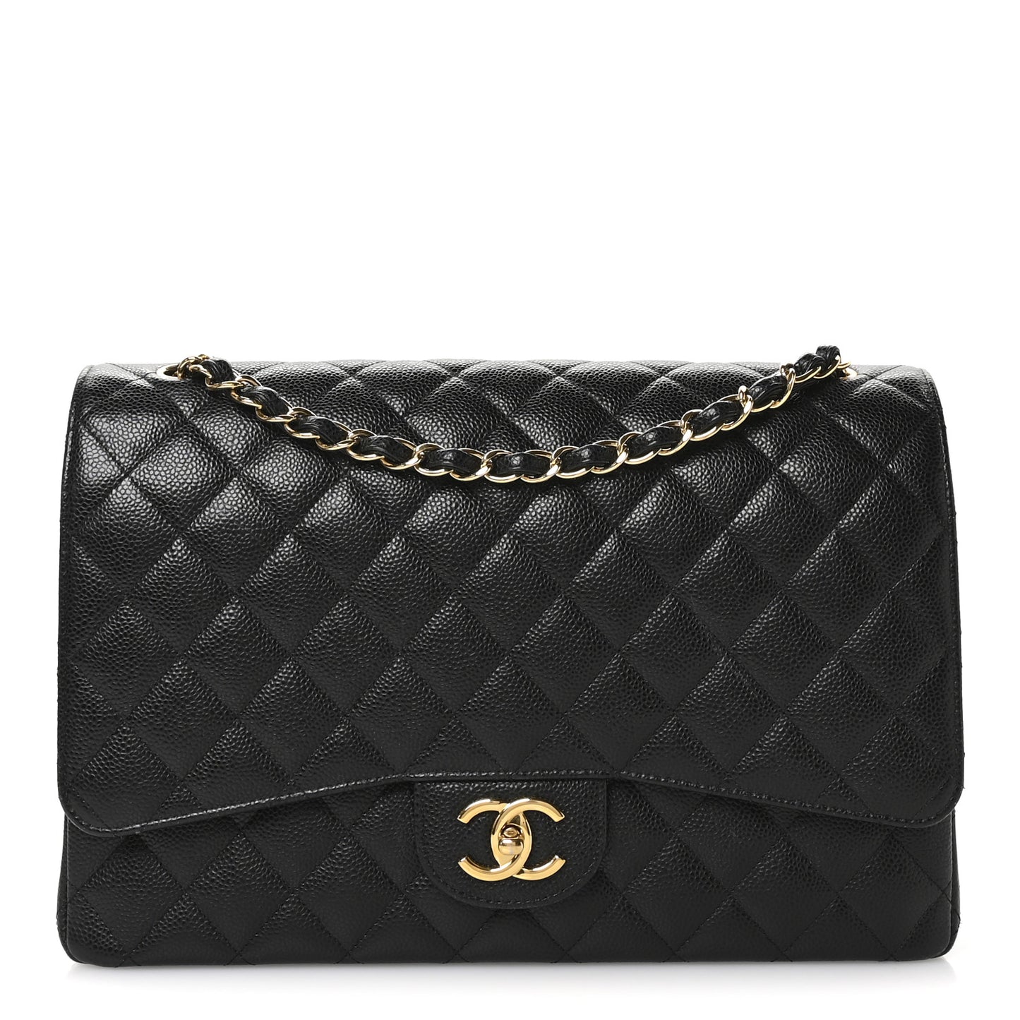 Caviar Quilted Maxi Double Flap Black