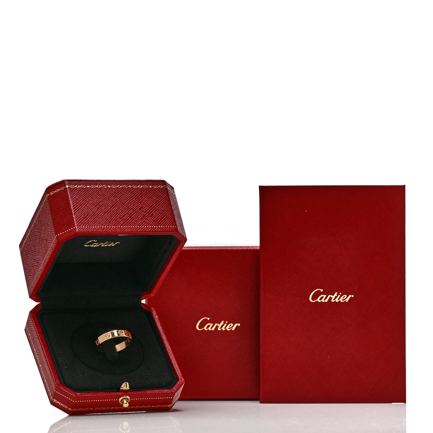 Cartier 18K Yellow Gold Diamond 4mm LOVE Wedding Band Ring 54 6.75 5 of 5