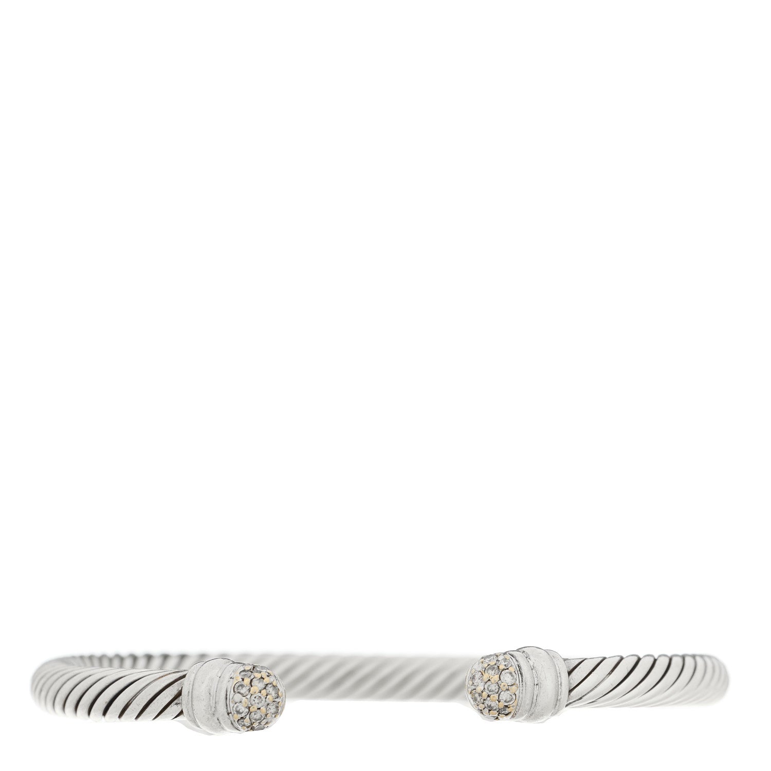 David Yurman Sterling Silver Pave Diamond 5mm Cable Classics Bracelet 1 of 3