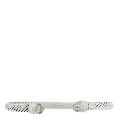 David Yurman Sterling Silver Pave Diamond 5mm Cable Classics Bracelet 1 of 3