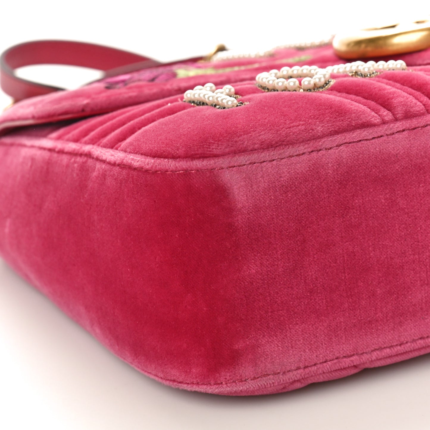 Velvet Matelasse Blind for Love Embroidered Medium GG Marmont Shoulder Bag Light Raspberry Rose Multicolor