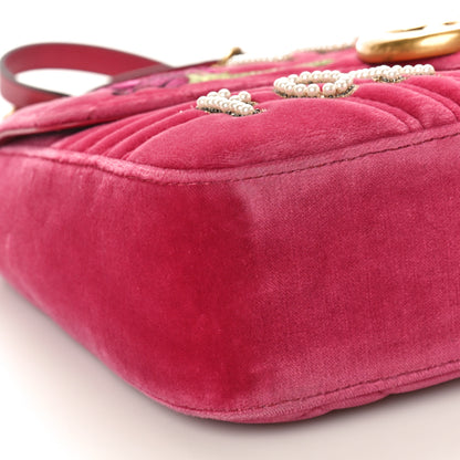 Gucci Velvet Matelasse Blind for Love Embroidered Medium GG Marmont Shoulder Bag Light Raspberry Rose Multicolor 9 of 11