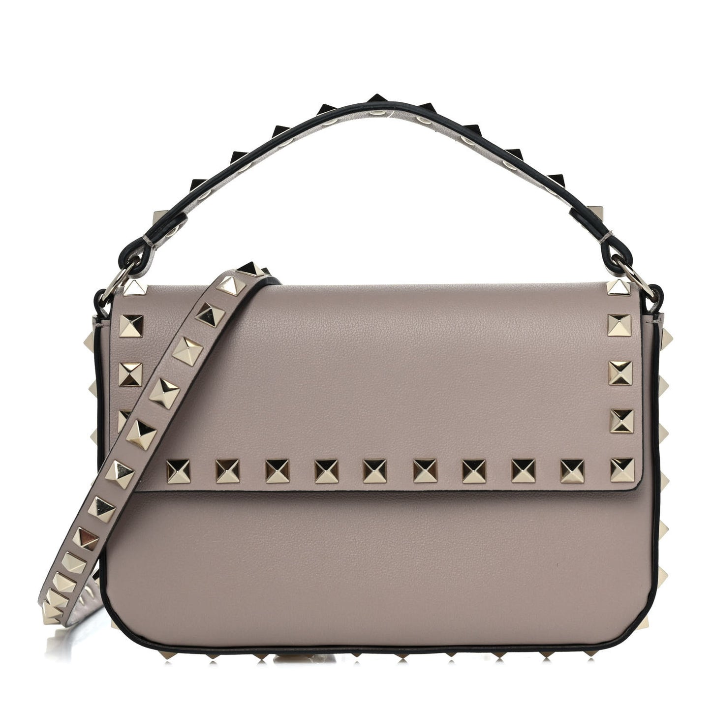 Vitello Rockstud Crossbody Pouch Poudre