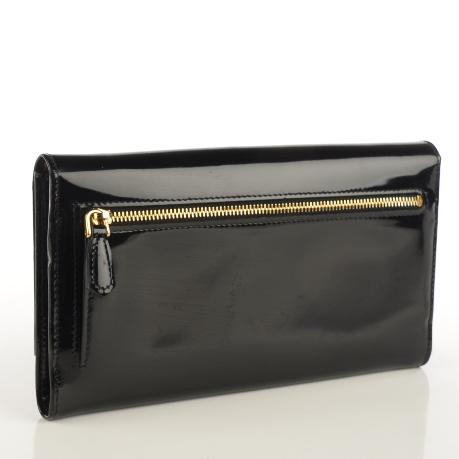 Prada Spazzolato Metal Bar Flap Wallet Nero Black 3 of 7
