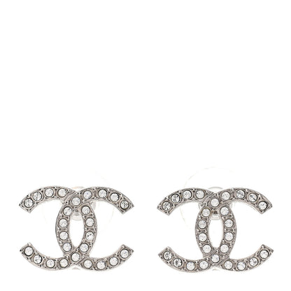 Chanel Crystal CC Earrings Silver 1 of 5