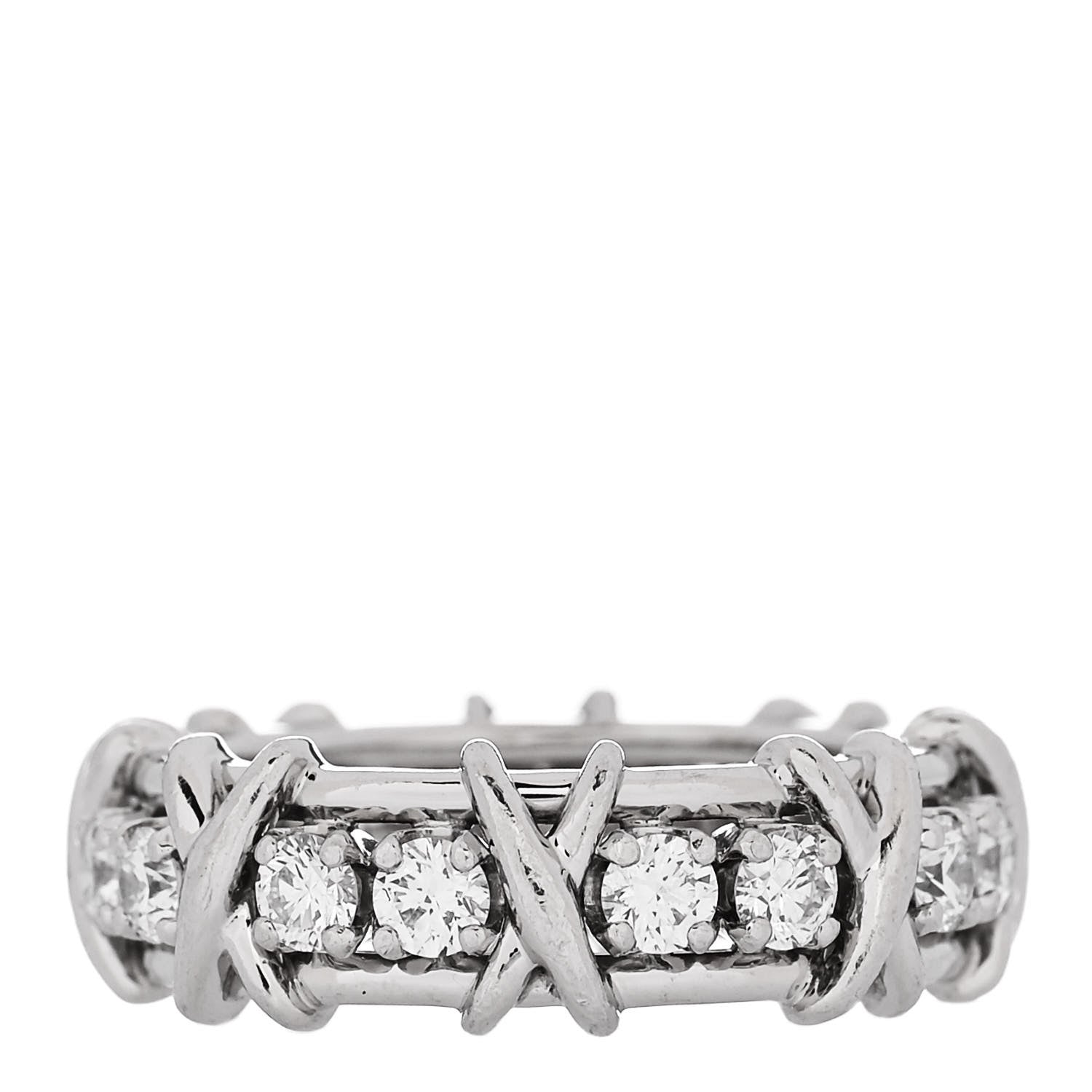 Tiffany Platinum Diamond Schlumberger Sixteen Stone Ring 52 6 52/6 3 of 6