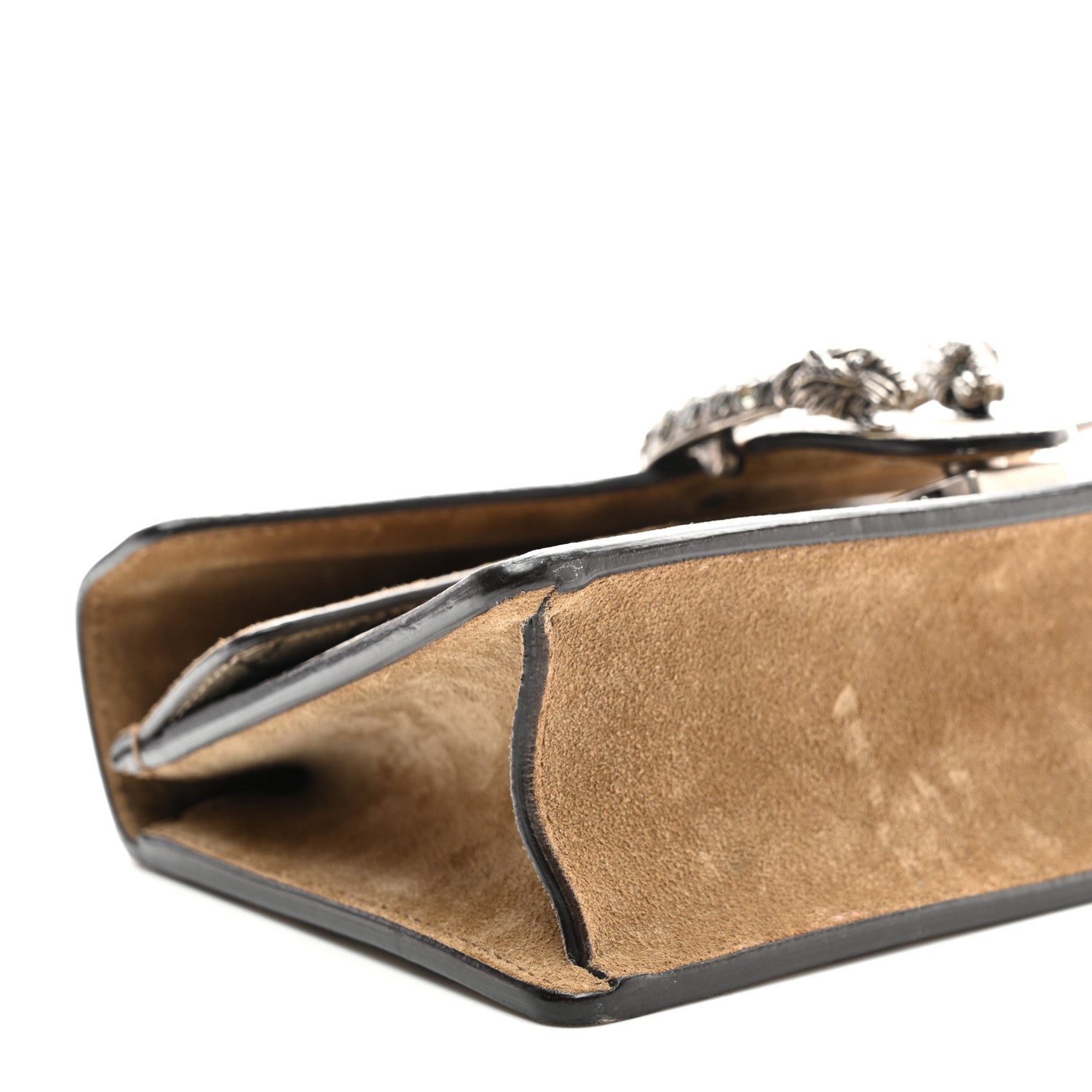 Gucci GG Supreme Monogram Suede Crystal Small Dionysus Shoulder Bag Beige Ebony Taupe 9 of 10