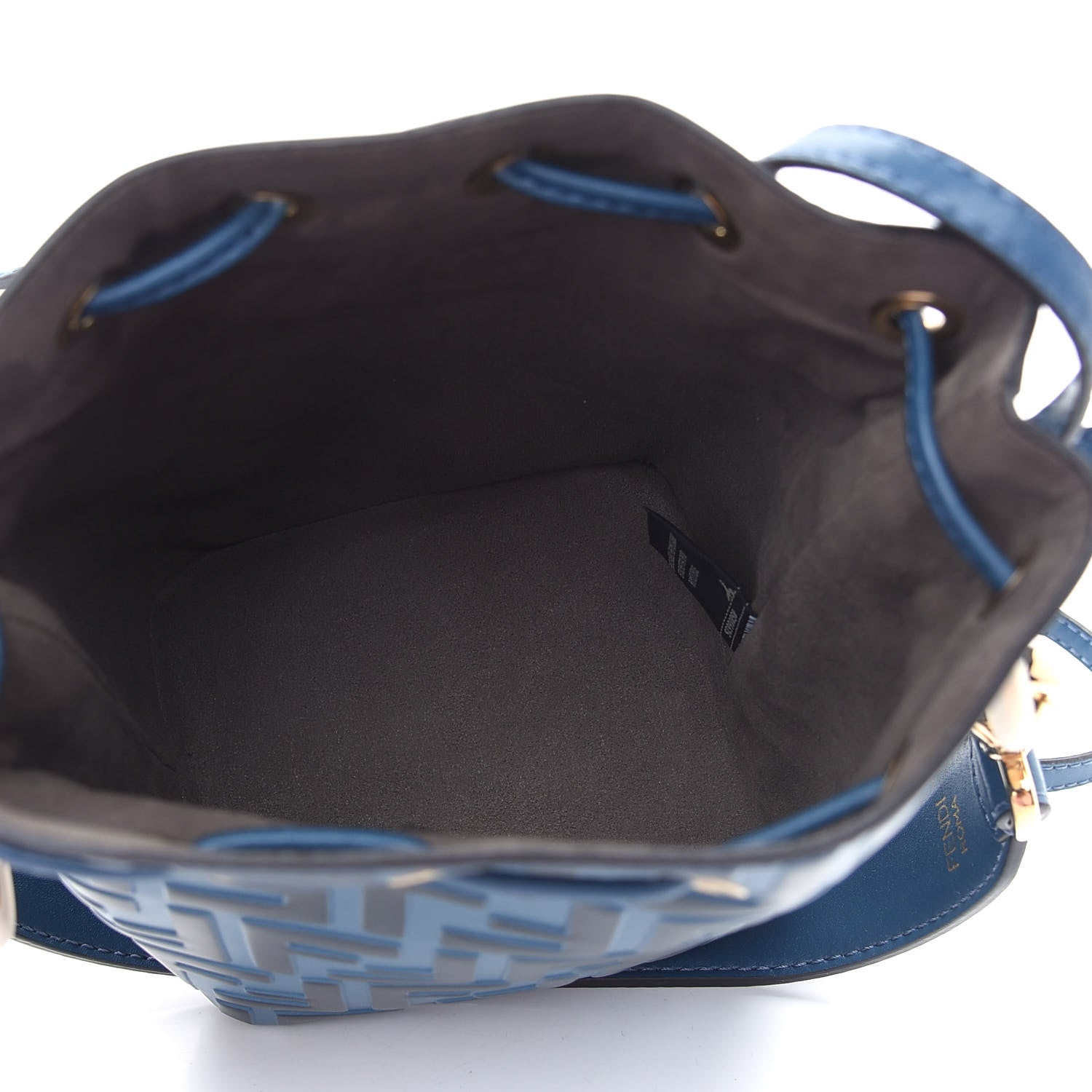 Fendi Vitello Liberty F is Fendi Bi-Color FF 1974 Embossed Mini Mon Tresor Bucket Bag Balena Black 5 of 9