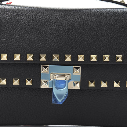 Valentino Garavani Grainy Calfskin Rockstud Double Flap Crossbody Bag Black 13 of 13