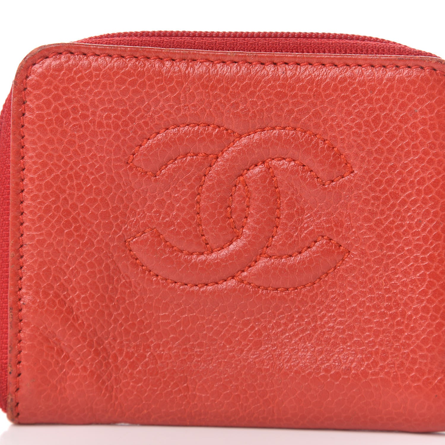 Chanel Caviar Timeless CC Zip Around Coin Purse Red 9 of 9
