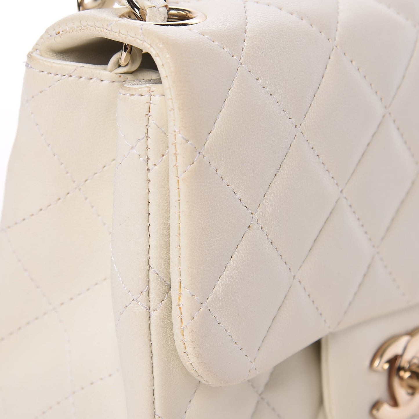 Lambskin Quilted Mini Square Flap White
