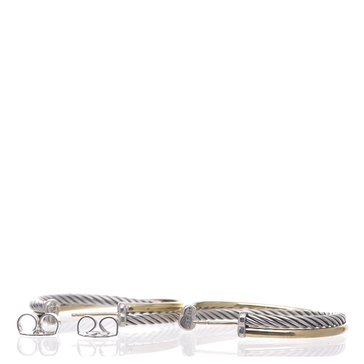 David Yurman Sterling Silver 18K Yellow Gold 44mm Extra Large Crossover Cable Hoop Earrings 3 of 4