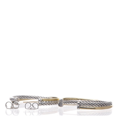 David Yurman Sterling Silver 18K Yellow Gold 44mm Extra Large Crossover Cable Hoop Earrings 3 of 4