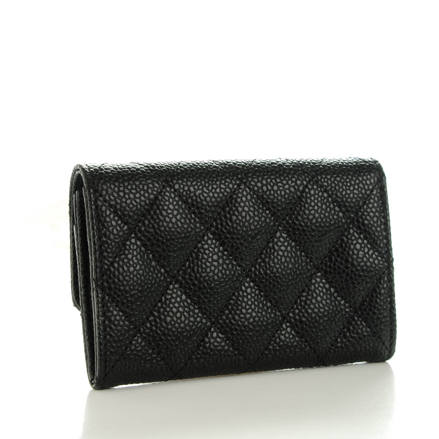 Caviar Quilted Flap Card Holder Black