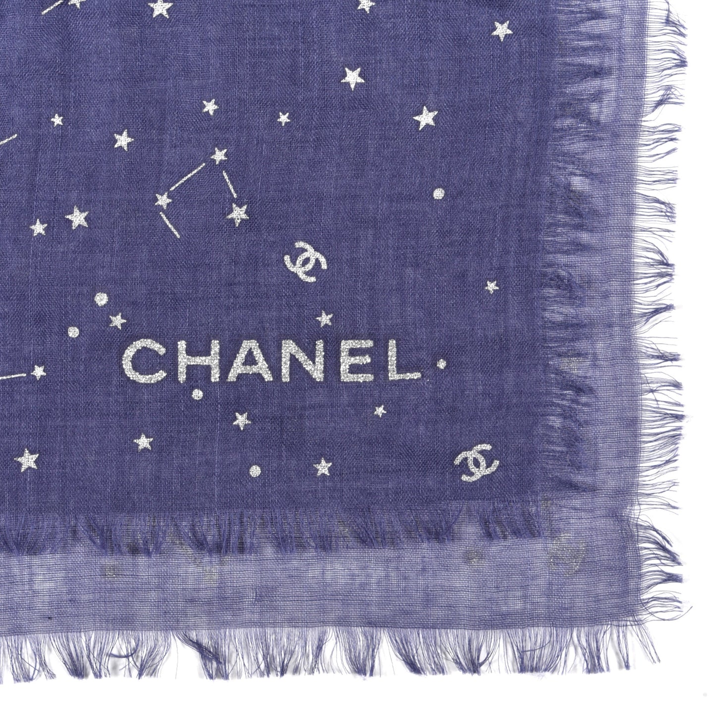Cashmere Silk Stars Scarf Shawl Blue White