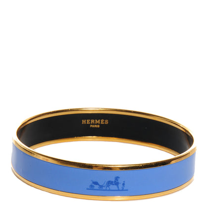 Hermes Enamel Printed Caleche Medium Bracelet 70 Bleu 1 of 4