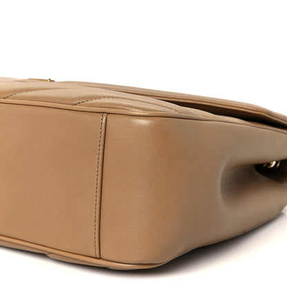 Saint Laurent Lambskin Chevron Quilted Large Loulou Natural Tan 14 of 14