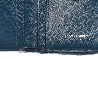 Saint Laurent Grain De Poudre Matelasse Compact Zip Around Wallet Peacock Green 19 of 21