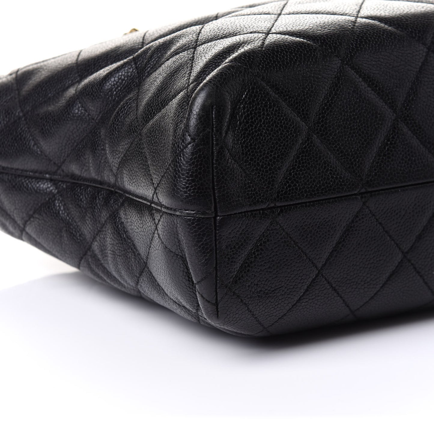 Caviar Quilted Shopping Tote Black