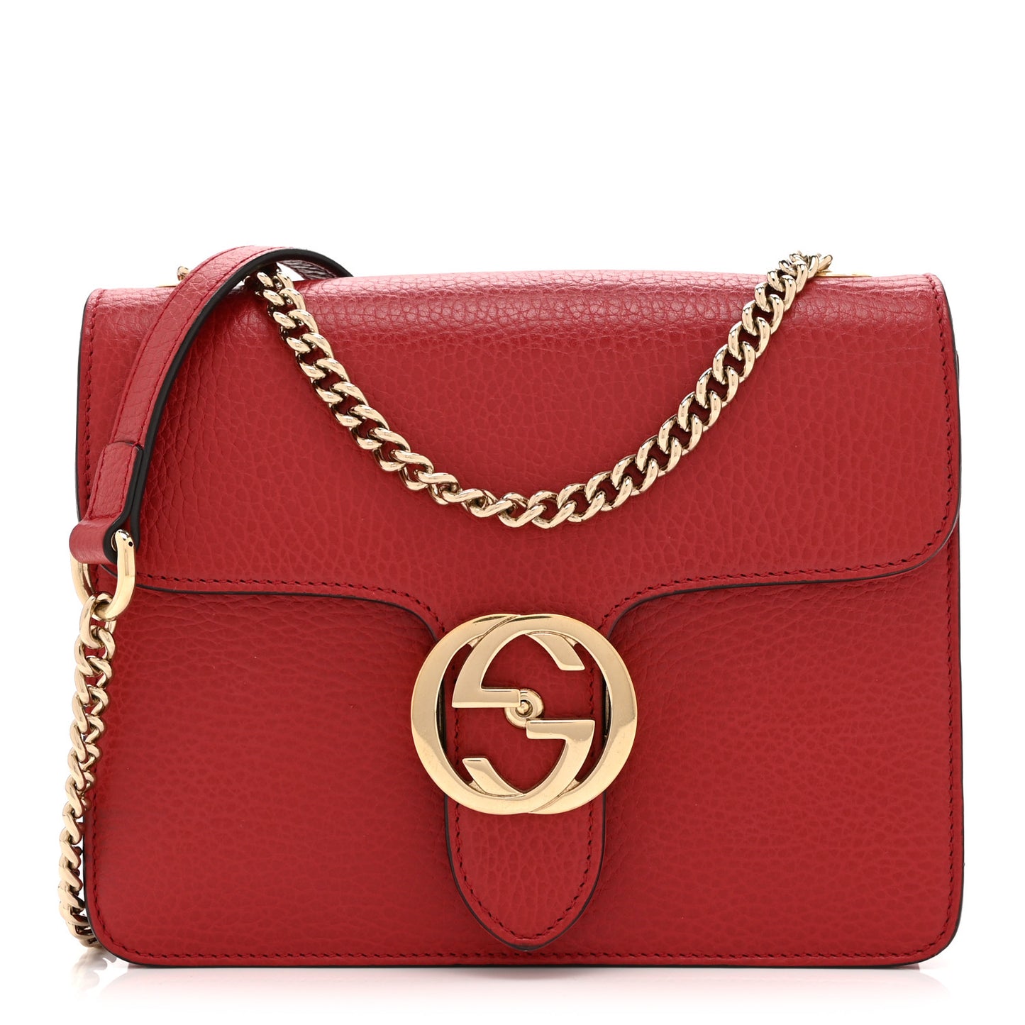 Dollar Calfskin Small Interlocking G Shoulder Bag Red
