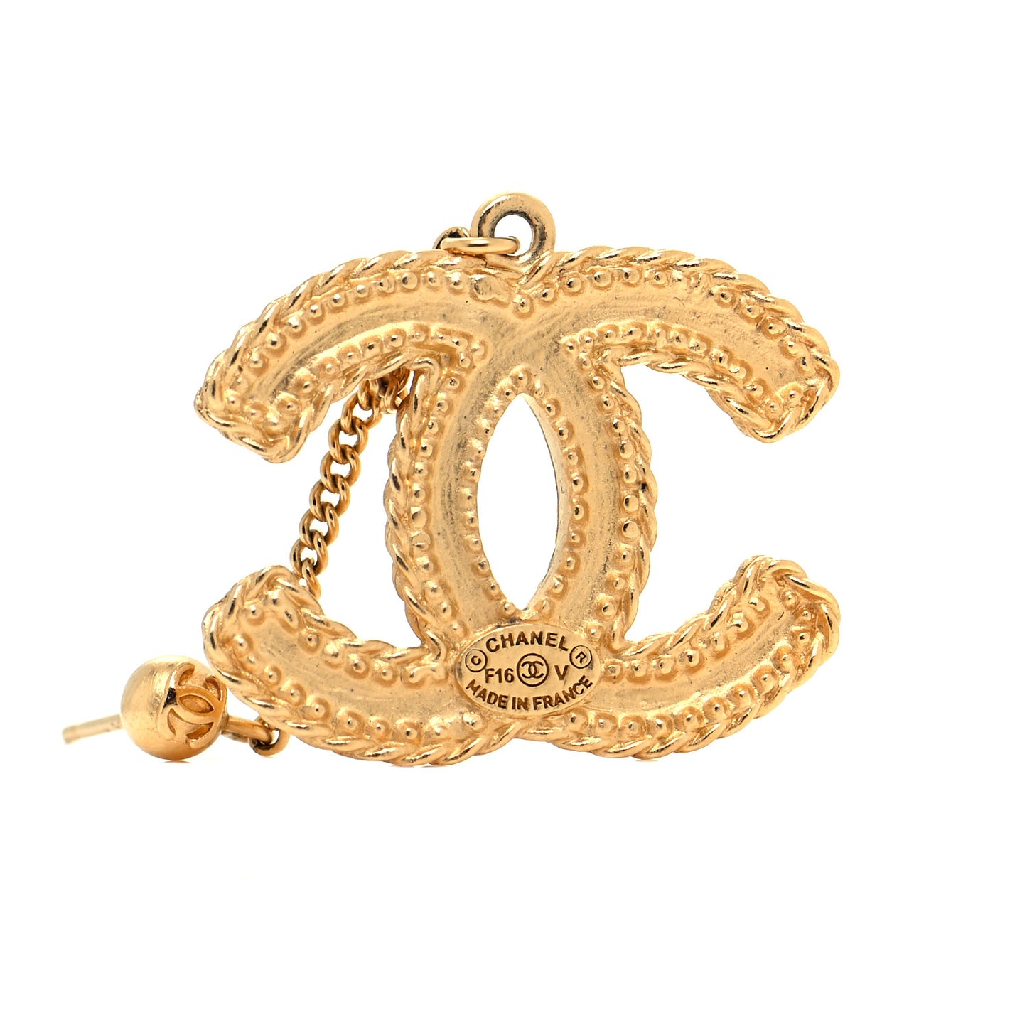 CC Drop Earrings Matte Gold