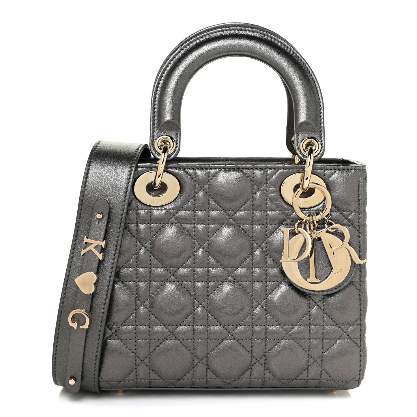 Metallic Grained Calfskin Cannage My ABCDior Lady Dior Gunmetal