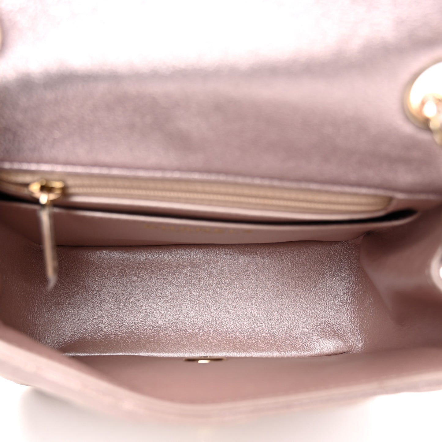 Metallic Lambskin Quilted Mini Square Flap Pink