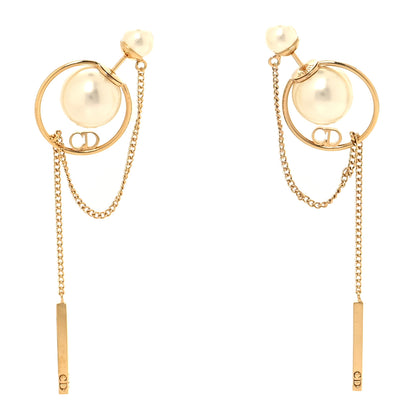 Christian Dior Pearl Tribales Dangle Chain Earrings Gold 1 of 4
