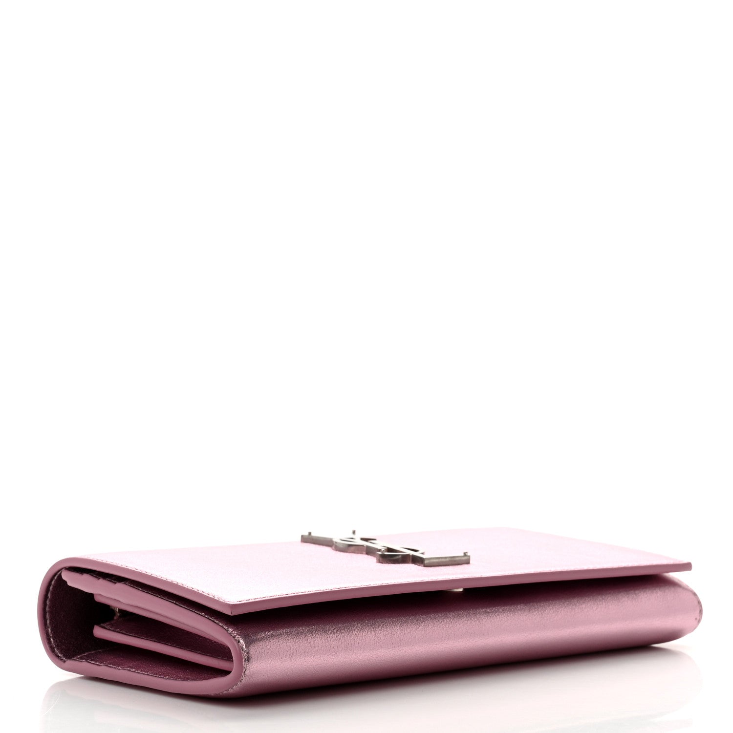 Saint Laurent Metallic Calfskin Classic Monogram Cassandre Wallet New Azalea 4 of 8