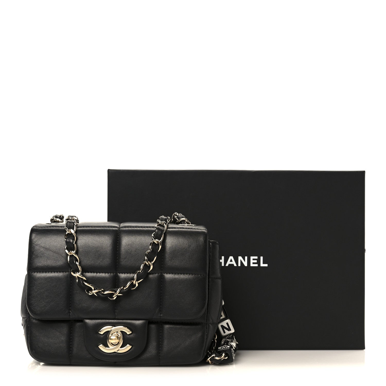 Chanel Lambskin Resin Crystal Square Quilted Mini Monacoco Flap Black 12 of 12