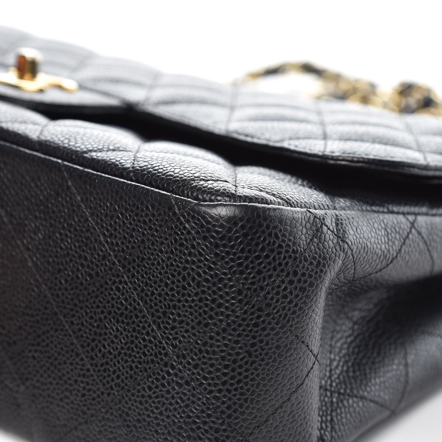 Caviar Quilted Jumbo Double Flap Black