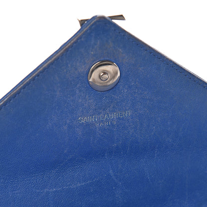 Saint Laurent Sheepskin Matelasse Chevron Monogram Classic Baby Chain Bag Blue Majorelle 6 of 20