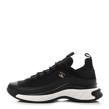 Chanel Velvet Calfskin Mixed Fibers CC Sneakers 39.5 Black 1 of 4