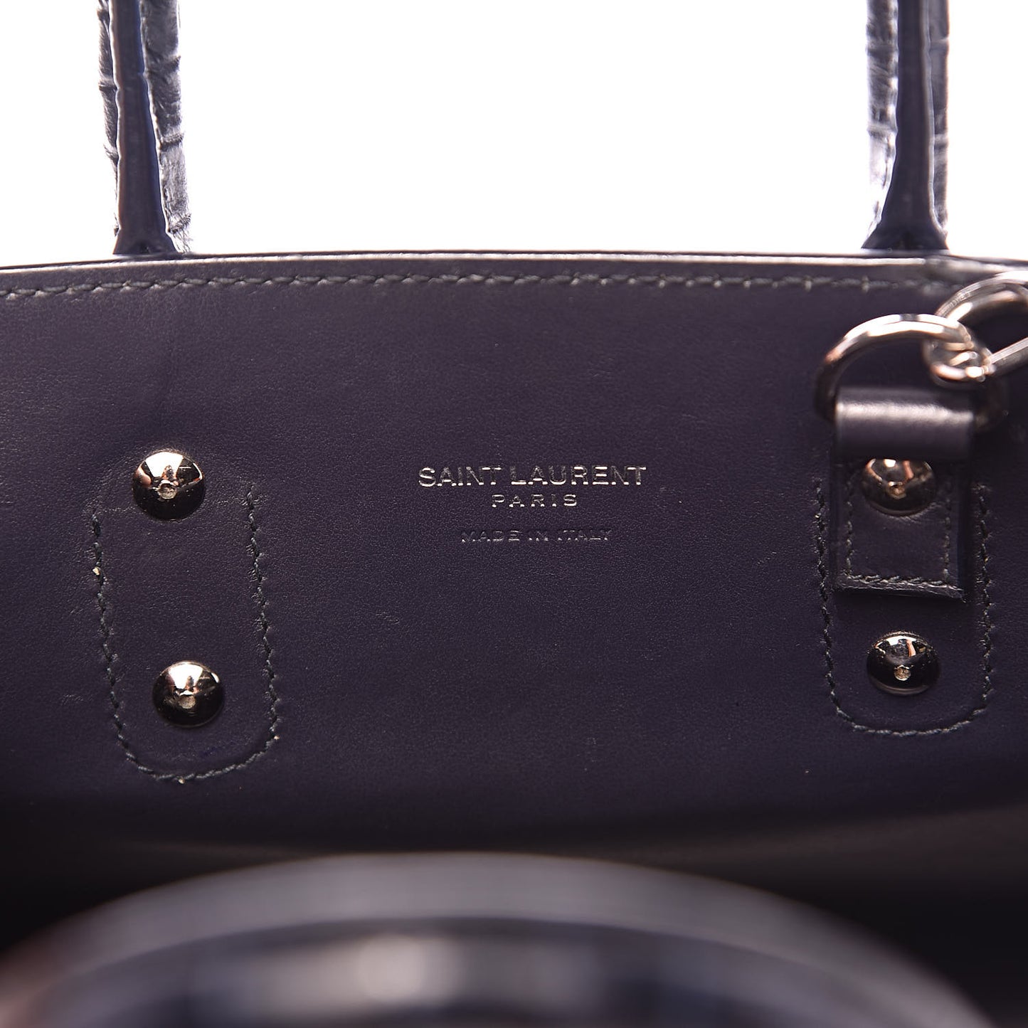 Calfskin Crocodile Embossed Nano Sac De Jour Navy