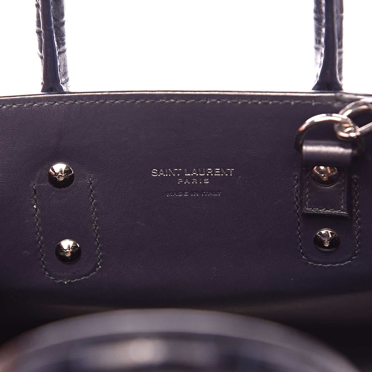 Saint Laurent Calfskin Crocodile Embossed Nano Sac De Jour Navy 7 of 11