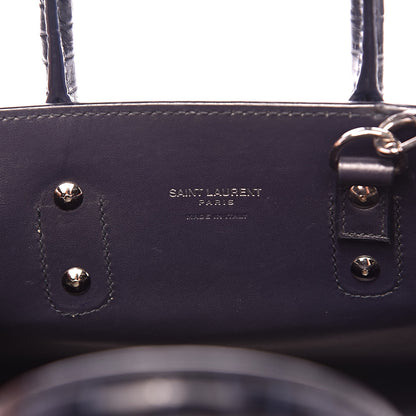 Saint Laurent Calfskin Crocodile Embossed Nano Sac De Jour Navy 7 of 11