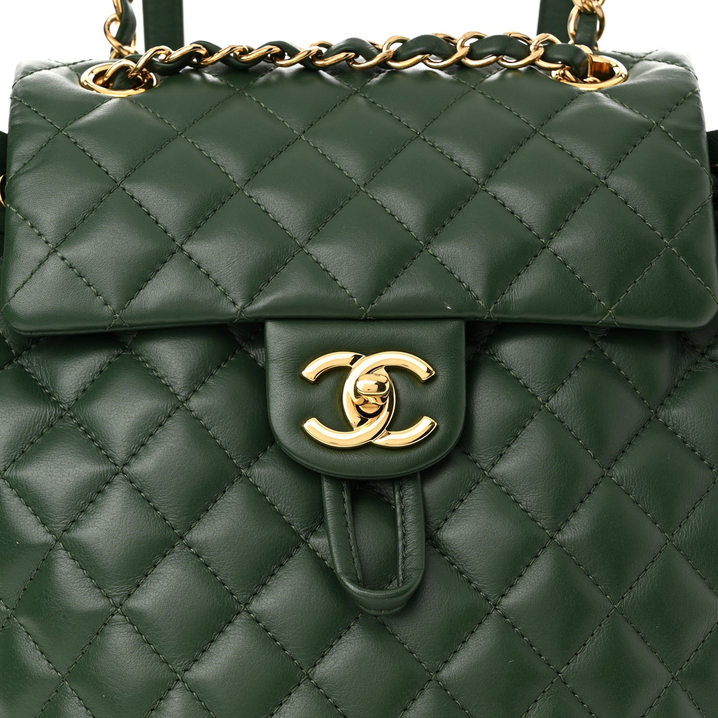Calfskin Quilted Small Urban Spirit Backpack Dark Green
