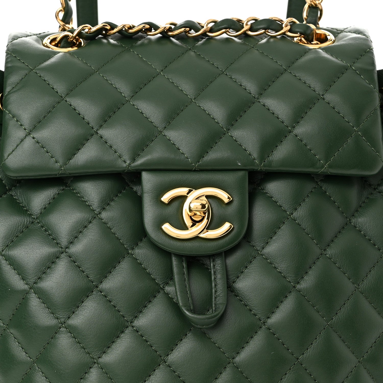 Chanel Calfskin Quilted Small Urban Spirit Backpack Dark Green 8 of 10