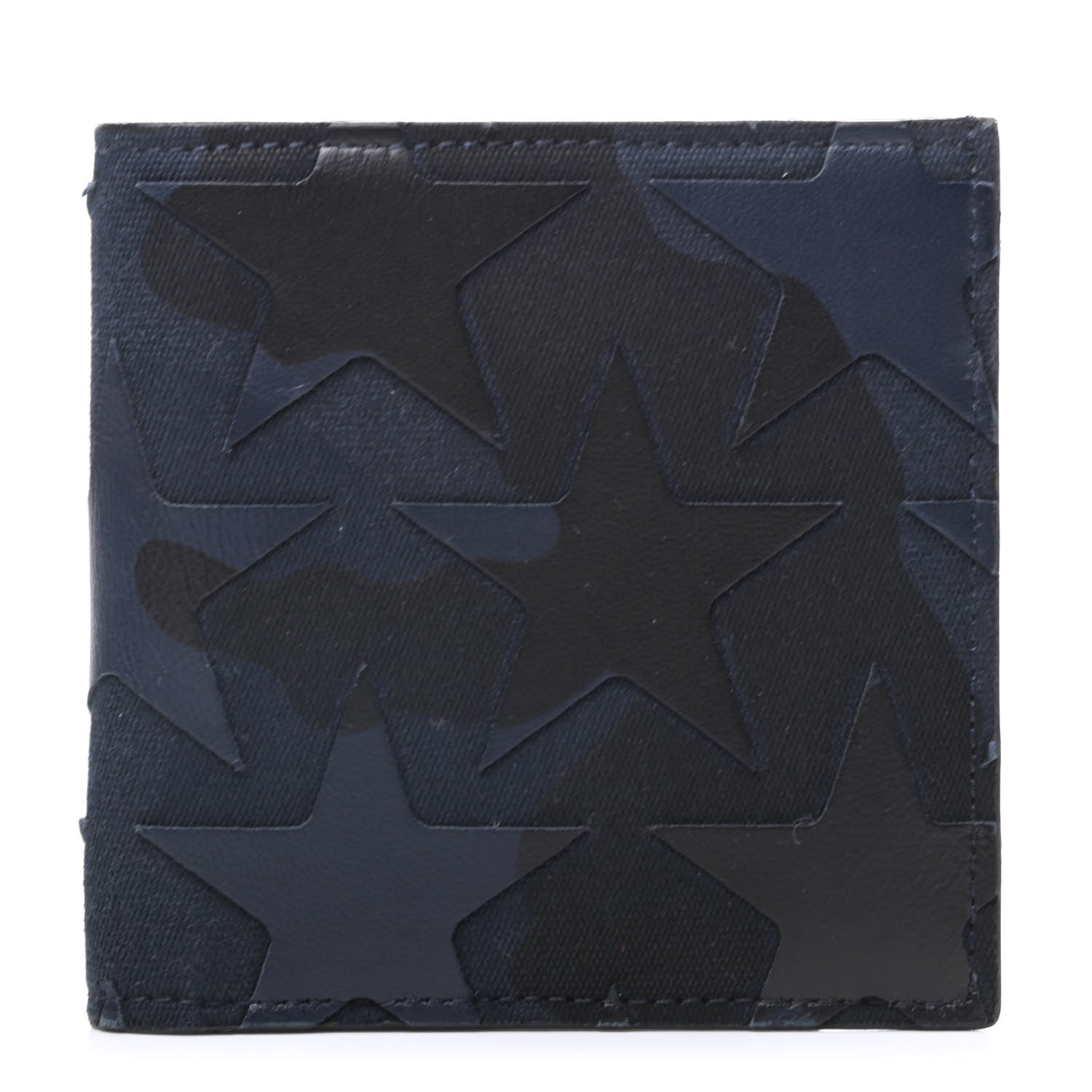 Valentino Garavani Nappa Canvas Camouflage Stars Bi-Fold Wallet Navy Black 1 of 6