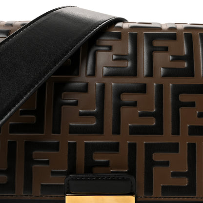 Fendi Vitello Liberty Bi-Color FF 1974 Embossed Kan U Shoulder Bag Black Maya 8 of 10