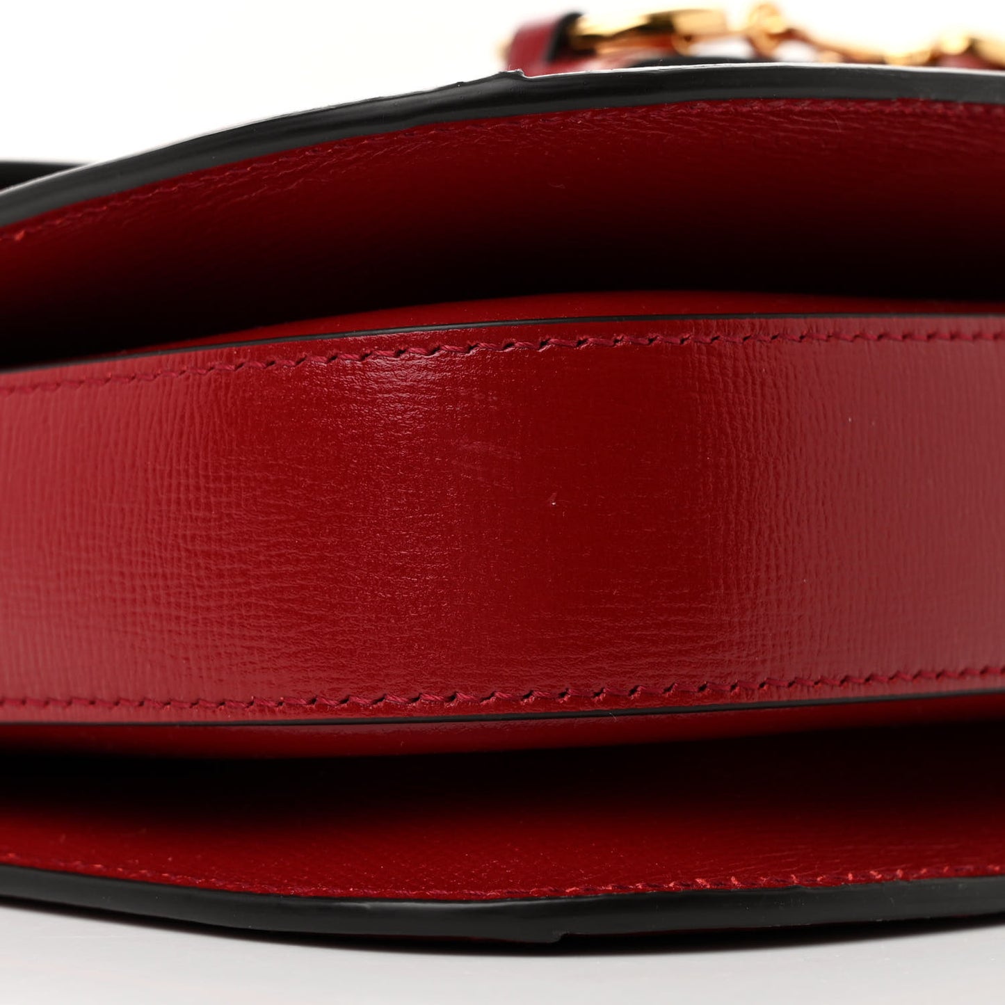 GG Supreme Monogram Azalea Calfskin Horsebit 1955 Shoulder Bag Beige Ebony New Cherry Red